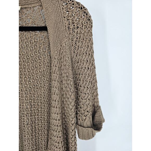Chico's Women's Tan Acrylic Open Front Chunky Knit Cardigan Size O - Picture 2 of 4